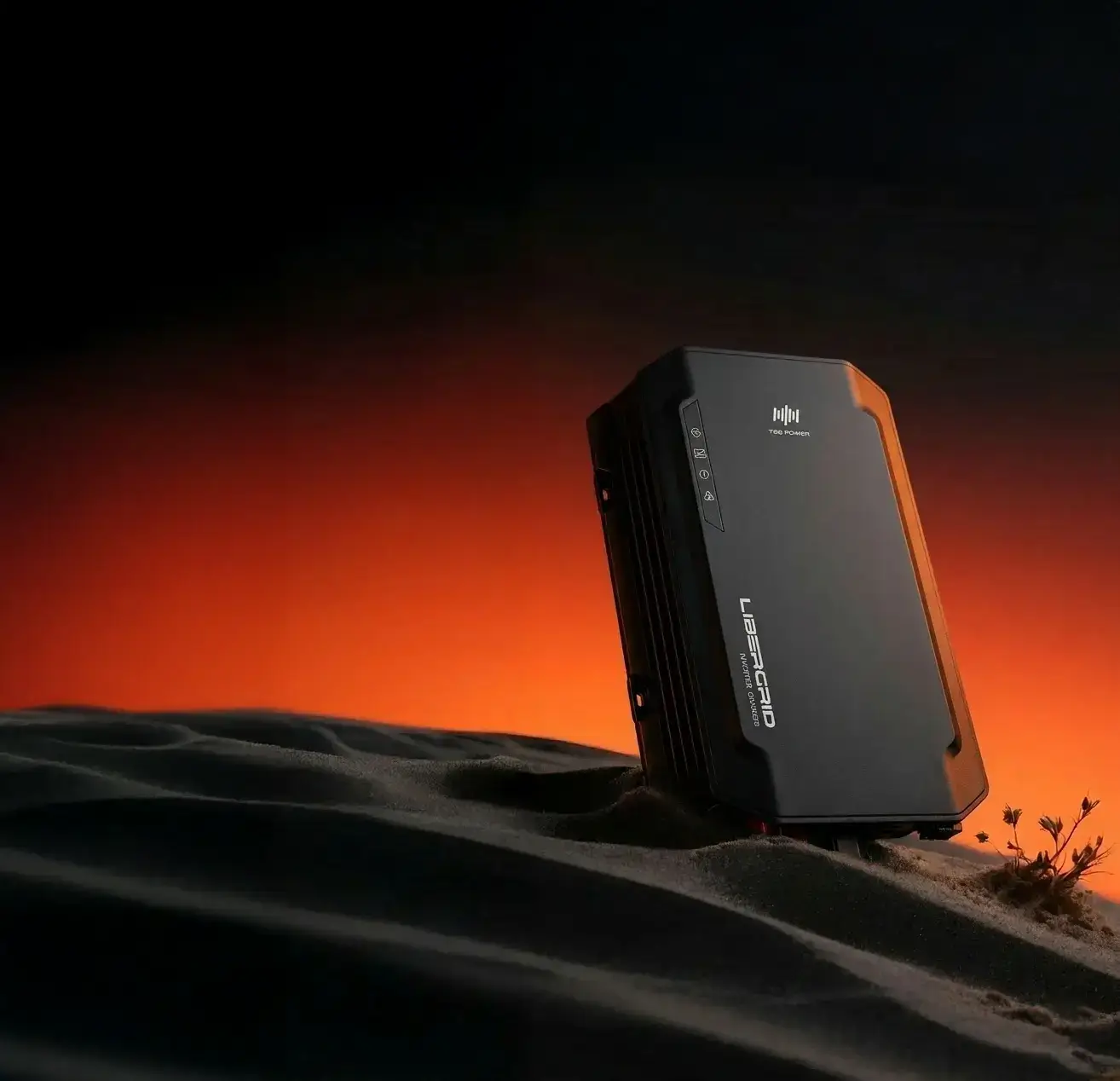 PH3.0L 4.85kg lightweight 3kW RV inverter charger on a dramatic background, highlighting its compact and powerful design for RV adventures